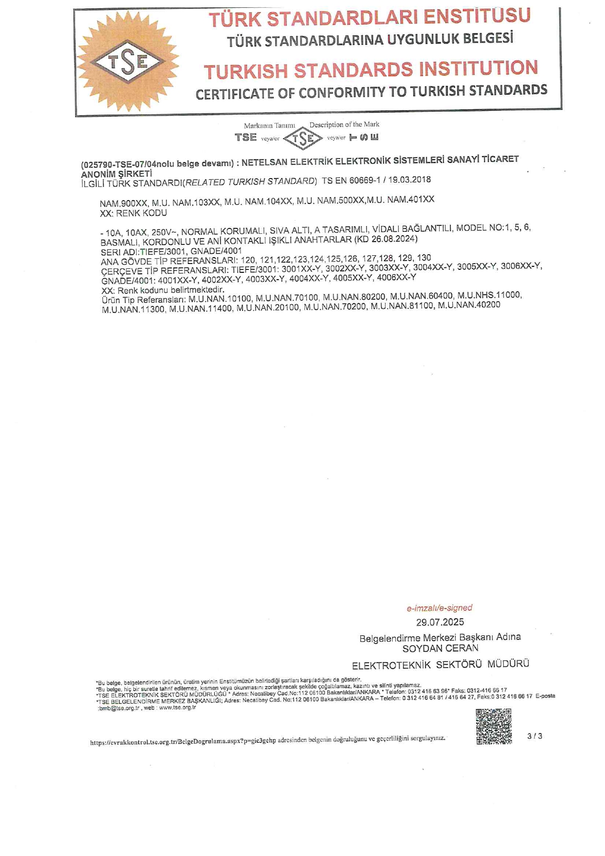 TSE 07 04 Belgesi (Sayfa 3)