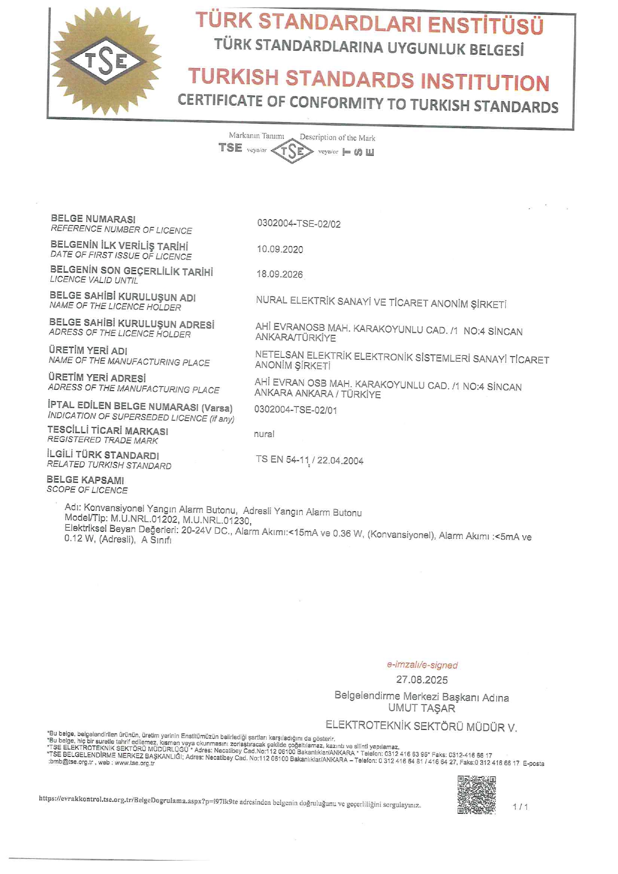 TSE 0102 nural Belgesi (Sayfa 2)