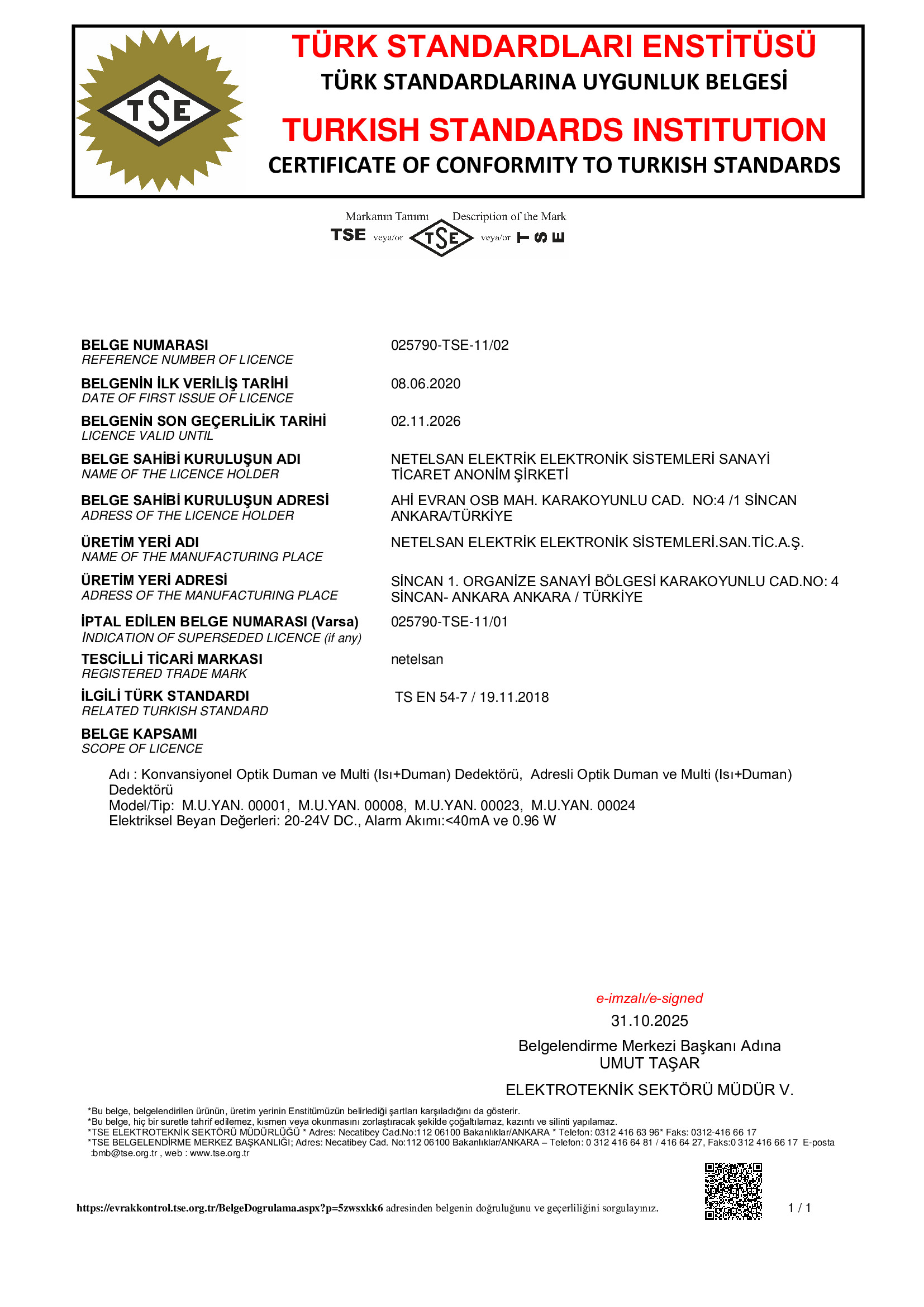 Optik Duman Multi Dedektör TSE
