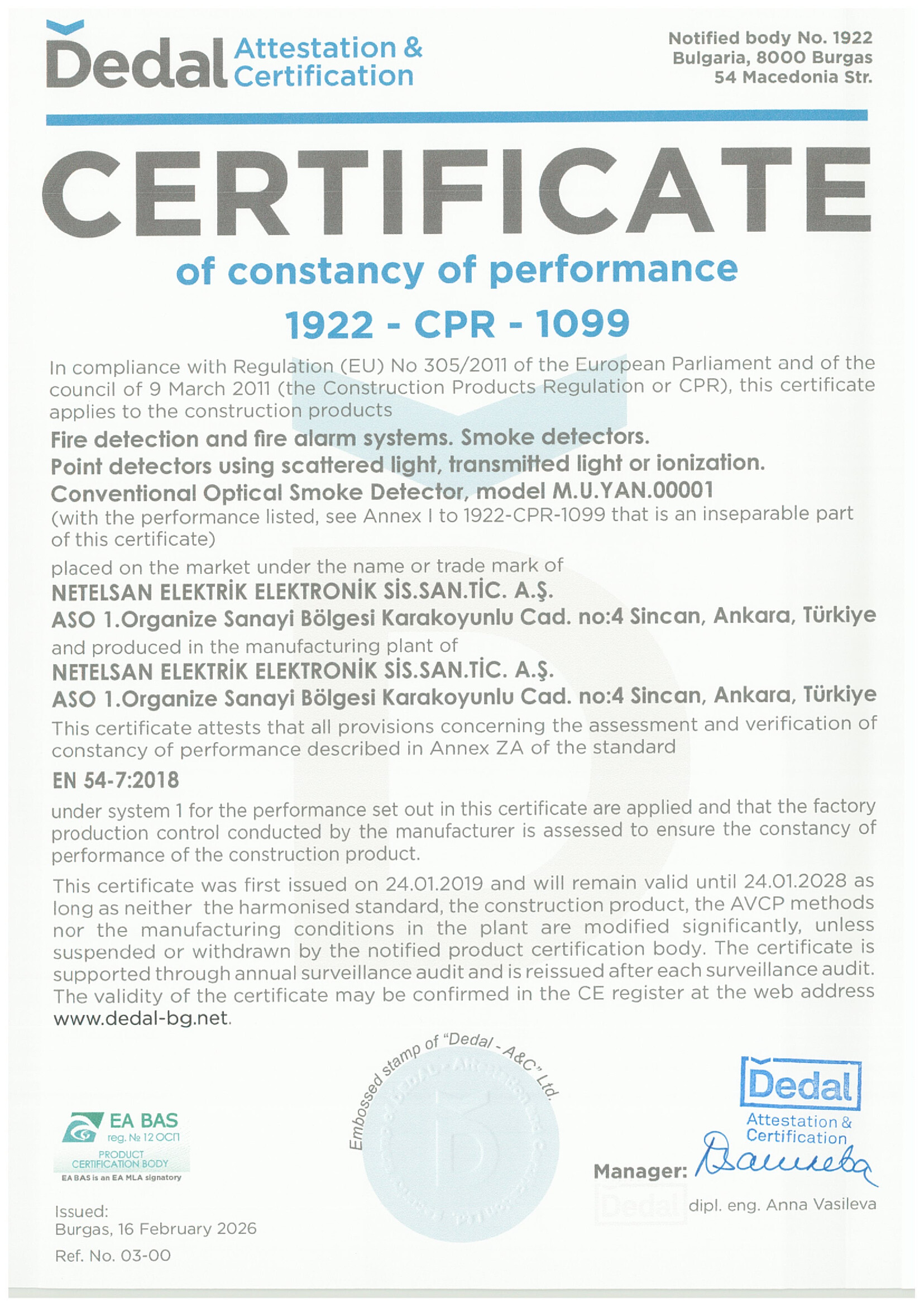 Savior Konvansiyonel Optik Duman Dedektörü 1922-CPR-1099