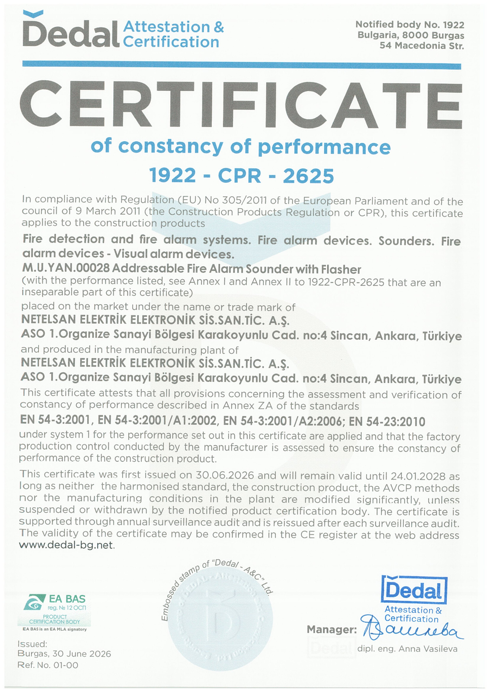 ADRESLİ FLAŞÖRLÜ YANGIN İHBAR SİRENİ 1922-CPR-2625