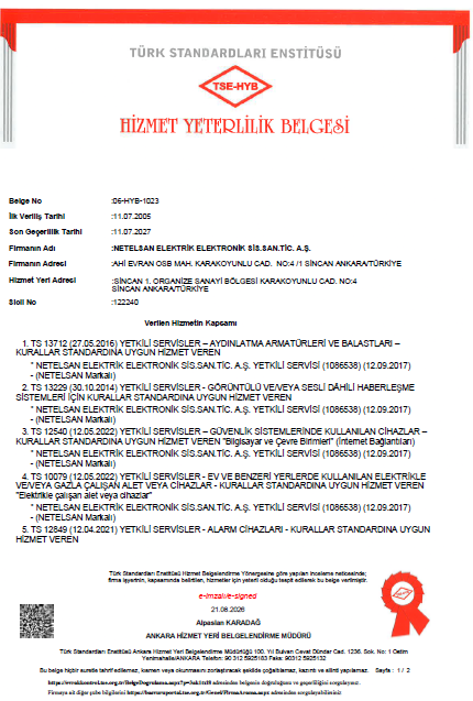 Hizmet Yeterlilik Belgesi TSE
